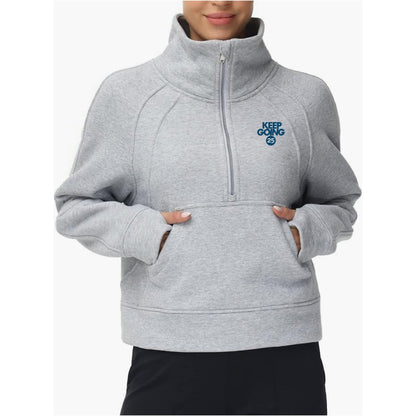 Keep Going 25 Embroidered Women's Half Zip Crop Fleece
