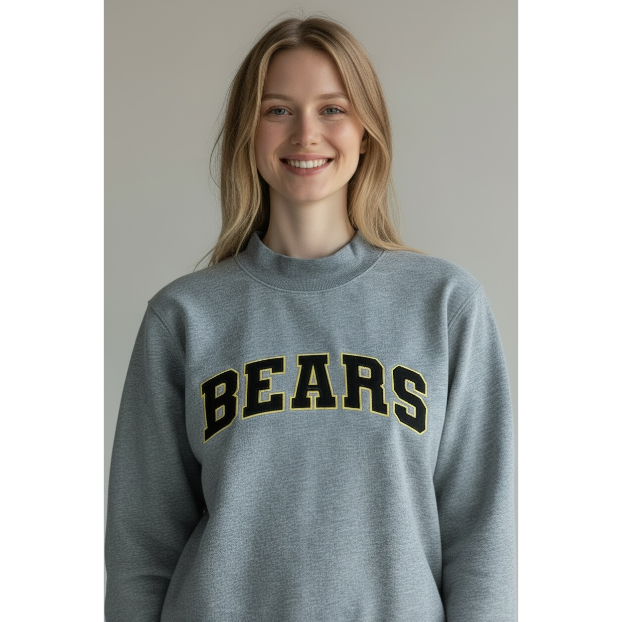 Embroidered Bears Women's Mockneck Sweatshirt