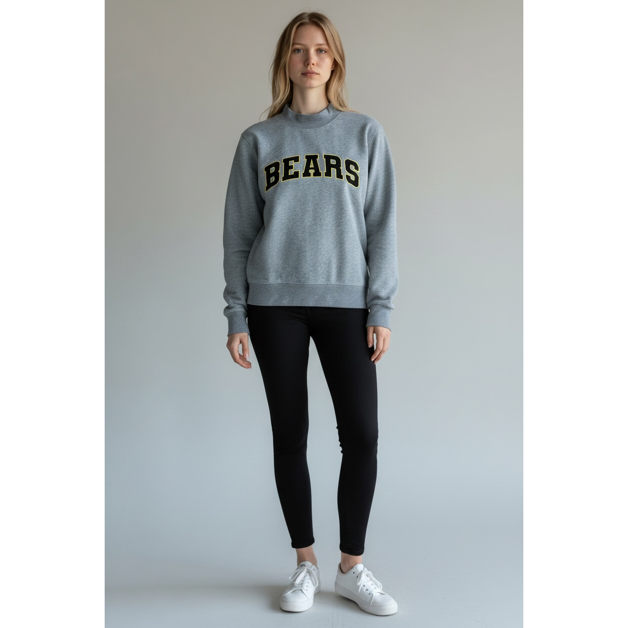 Embroidered Bears Women's Mockneck Sweatshirt