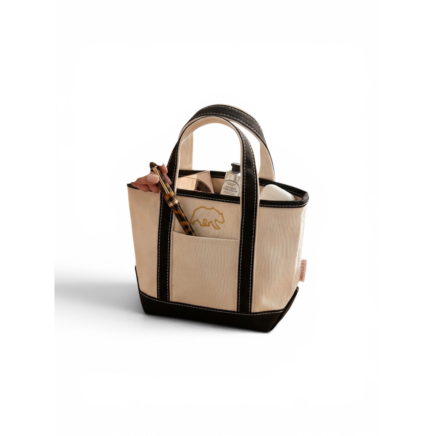 Embroidered Golden Bear Canvas Tote