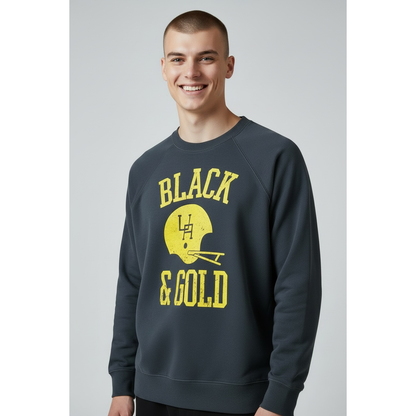 Black and Gold UA Football Adult Crewneck