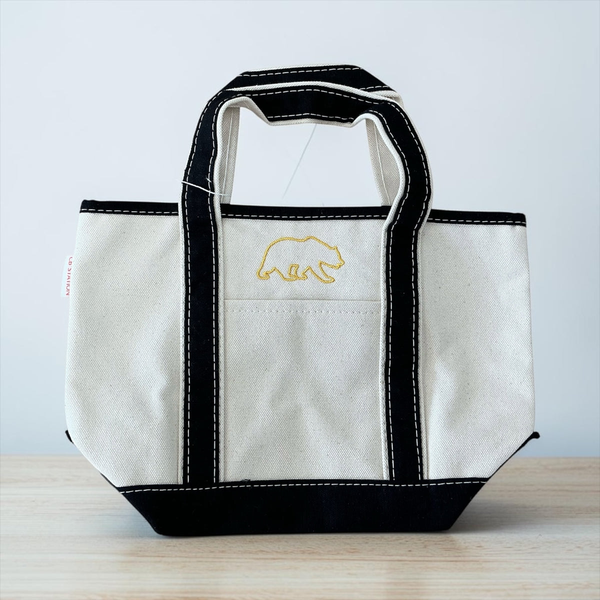 Embroidered Golden Bear Canvas Small Tote