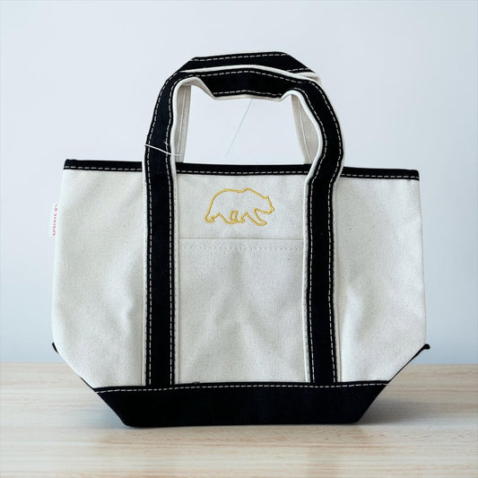 Embroidered Golden Bear Canvas Small Tote