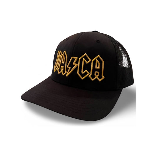 Black Snapback Trucker Hat with puff embroidery