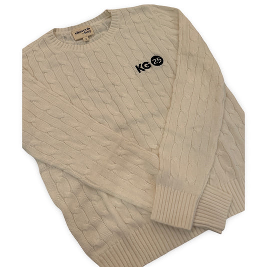 KG25 Women's Ivory Cable Knit Sweater